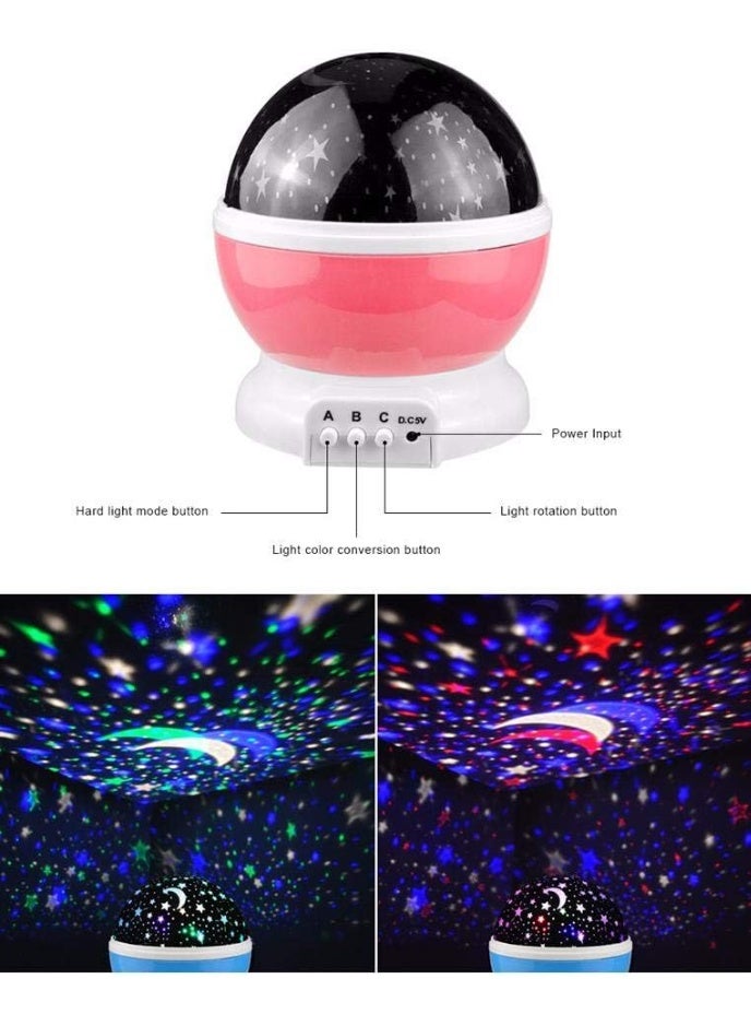 Rotating LED Night Light Projector with Sky, Moon & Stars Design – Multicolor Decorative Lamp with USB Charging – Ideal for Bedroom, Kids Room & Gift - Image 2